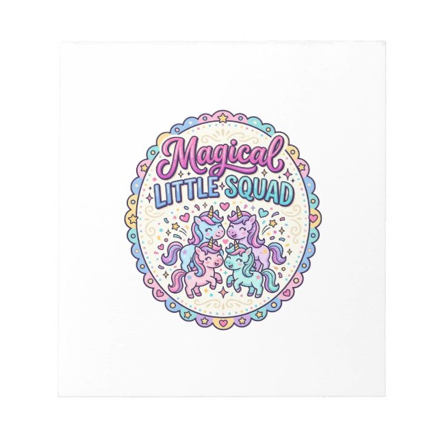 Unicorn Magical Little Squad POD Ready Apparel Gra Notepad (Front)
