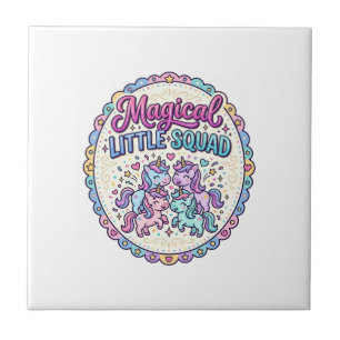 Unicorn Magical Little Squad POD Ready Apparel Gra Tile
