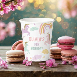 Unicorn Magical Rainbow Celebration Girl Birthday  Paper Cups