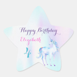 Unicorn Magical Rainbow Lavender Pink Turquoise Star Sticker