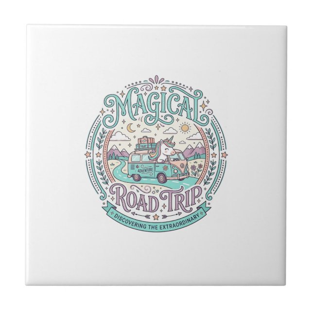 Unicorn Magical Road Trip Original Graphic Tee Des Tile (Front)
