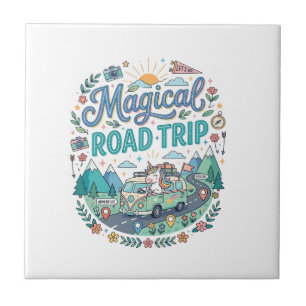Unicorn Magical Road Trip Print Ready POD Artwork_ Tile