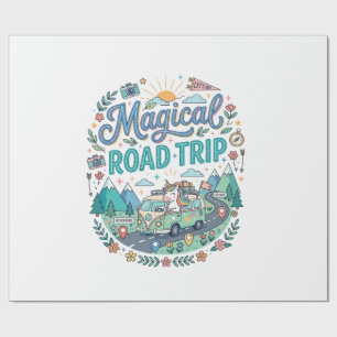 Unicorn Magical Road Trip Print Ready POD Artwork_ Wrapping Paper
