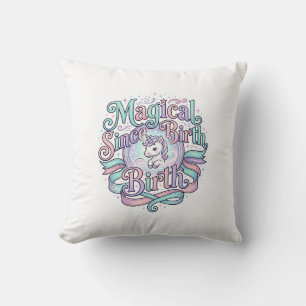 Unicorn Magical Since Birth Original Graphic Tee D Throw Pillow