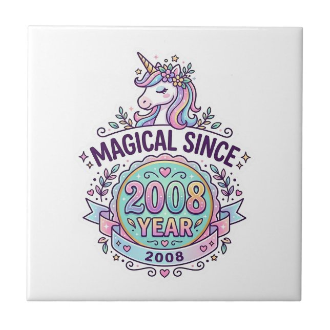 Unicorn Magical Since Year Graphic Design Zazzle D Tile (Front)