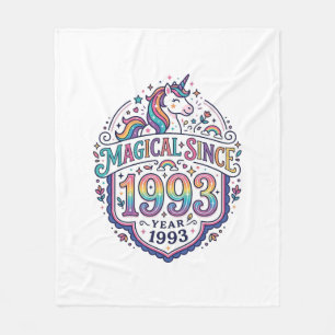 Unicorn Magical Since Year Trendy Print on Demand  Fleece Blanket
