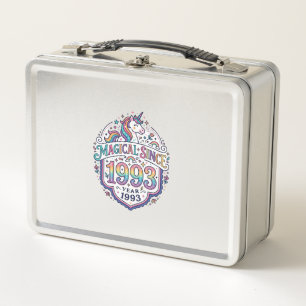 Unicorn Magical Since Year Trendy Print on Demand Metal Lunch Box