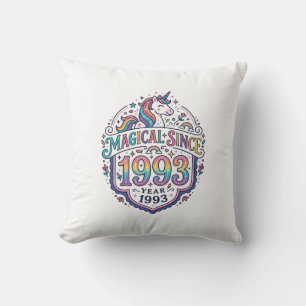 Unicorn Magical Since Year Trendy Print on Demand  Throw Pillow