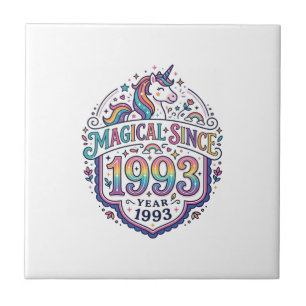 Unicorn Magical Since Year Trendy Print on Demand Tile