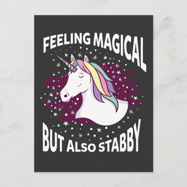 Unicorn Magical Stabby Feeling Sarcastic Horse Postcard (Front)
