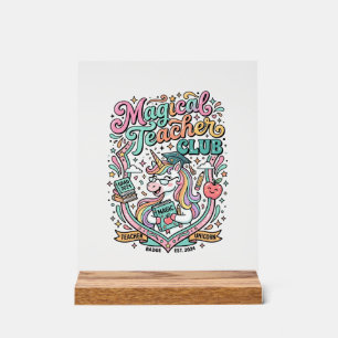 Unicorn Magical Teacher Club Kawaii Marketplace Ar Acrylic Sign