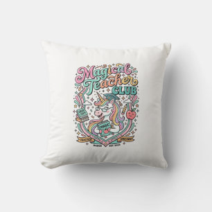 Unicorn Magical Teacher Club Kawaii Marketplace Ar Throw Pillow