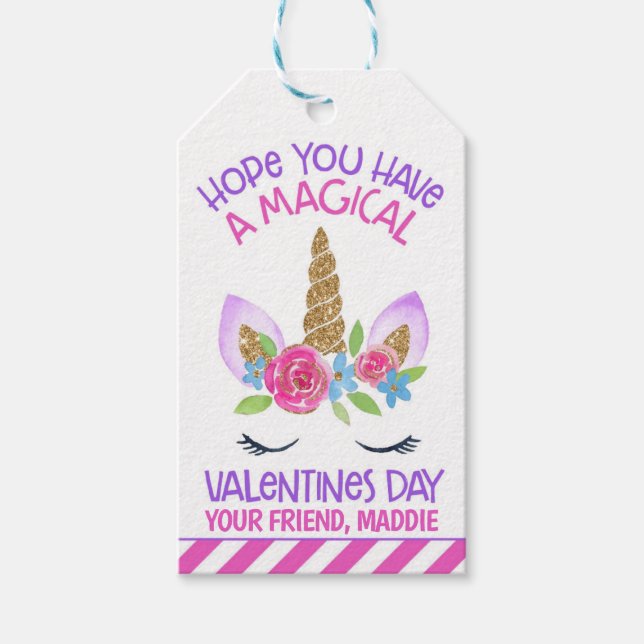 Unicorn Magical Valentine Favour Tag (Front)