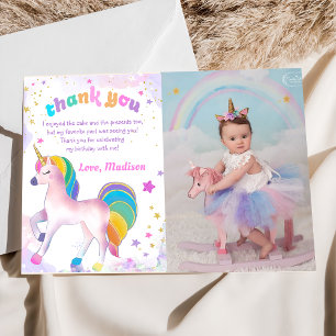 Unicorn Magique Anniversaire Photo Carte de remerc