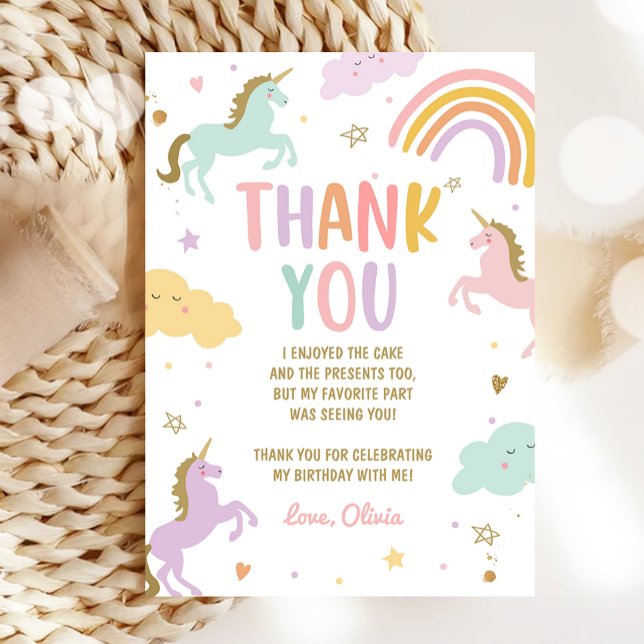 Unicorn Magique Arc-en-ciel Carte de remerciements (Créateur téléchargé)