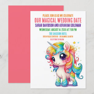 Unicorn Magique Whimsical Girl Faire-part de maria