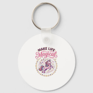 Unicorn Make Life Magical POD Ready White Backgrou Keychain