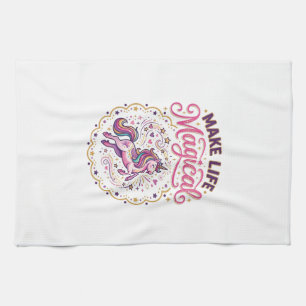 Unicorn Make Life Magical POD Ready White Backgrou Kitchen Towel