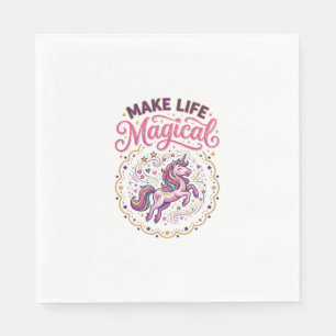 Unicorn Make Life Magical POD Ready White Backgrou Napkin