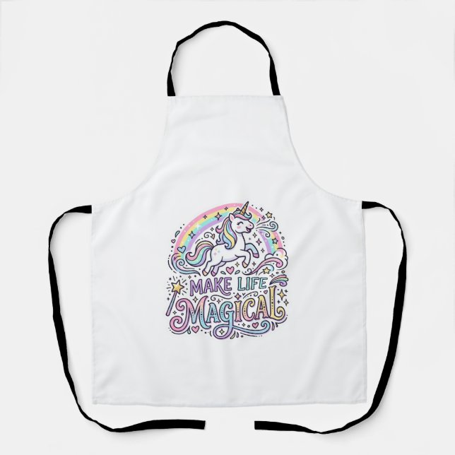 Unicorn Make Life Magical Premium Vector Typograph Apron (Front)