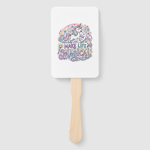 Unicorn Make Life Magical Premium Vector Typograph Hand Fan