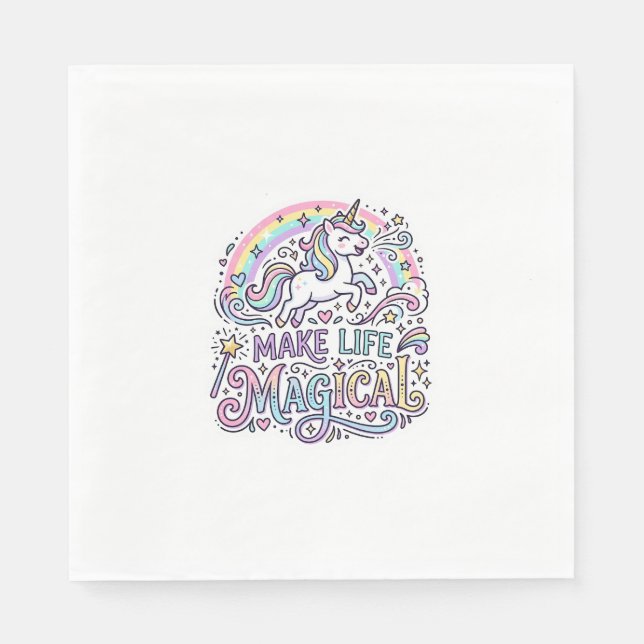Unicorn Make Life Magical Premium Vector Typograph Napkin (Front)