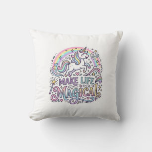 Unicorn Make Life Magical Premium Vector Typograph Throw Pillow