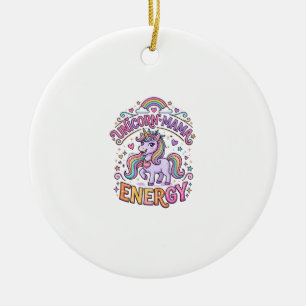 Unicorn Mama Energy Colourful Zazzle Design_1 Ceramic Ornament