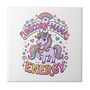 Unicorn Mama Energy Colourful Zazzle Design_1 Tile