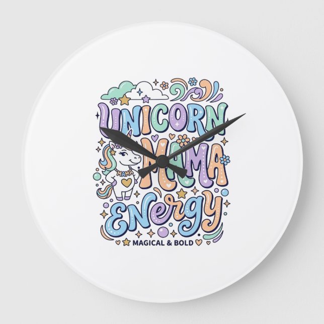 Unicorn Mama Energy Kawaii Vector Design_1 Large Clock (Front)