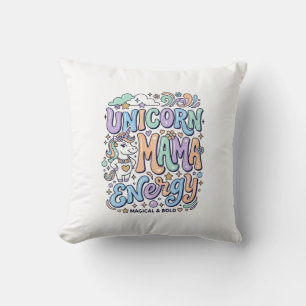 Unicorn Mama Energy Kawaii Vector Design_1 Throw Pillow