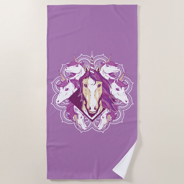 Unicorn Mandala Beach Towel (Front)