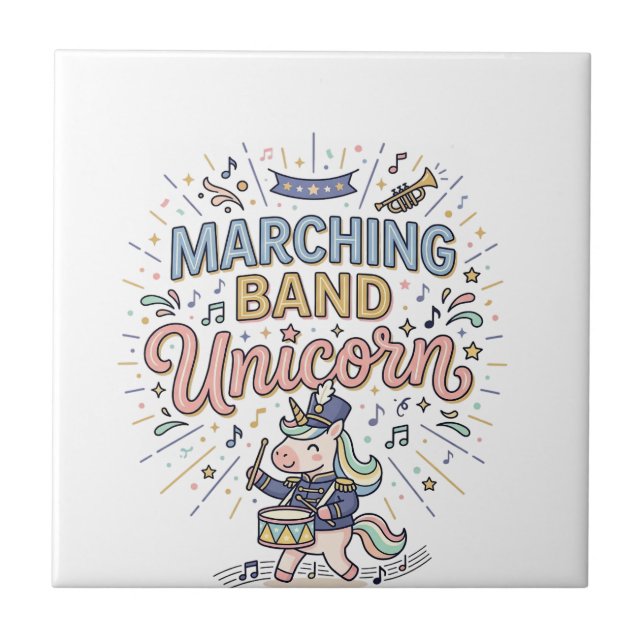 Unicorn Marching Band Unicorn Print Ready Marketpl Tile (Front)