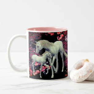 Unicorn Mare And Foal Fantasy Personalized  Two-Tone Coffee Mug