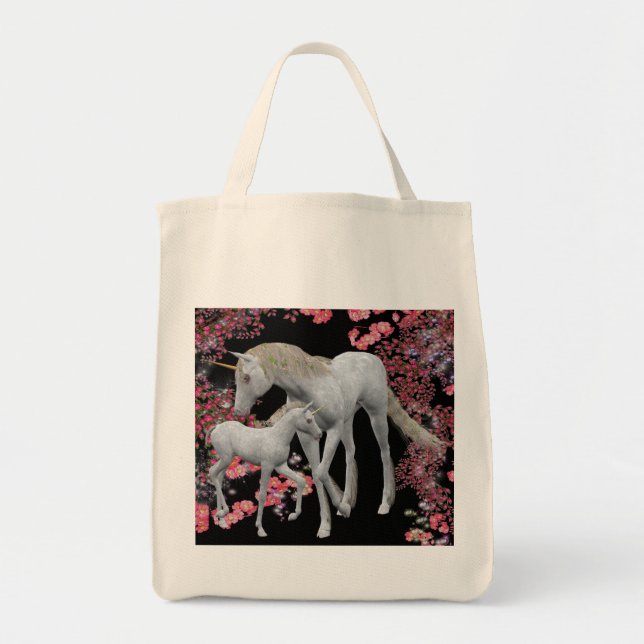 Unicorn Mare And Foal Fantasy Tote Bag (Front)