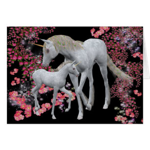Unicorn Mare Baby Imaginaire Cheval Carte photo