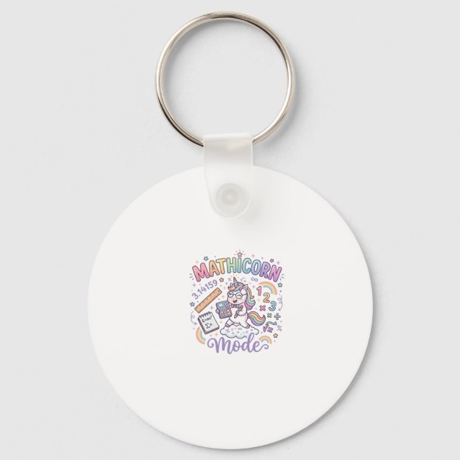 Unicorn Mathicorn Mode Adorable Typography Design_ Keychain (Front)