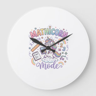Unicorn Mathicorn Mode Adorable Typography Design_ Large Clock