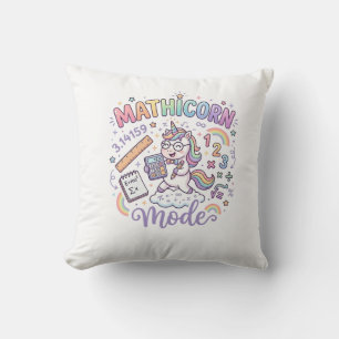Unicorn Mathicorn Mode Adorable Typography Design_ Throw Pillow