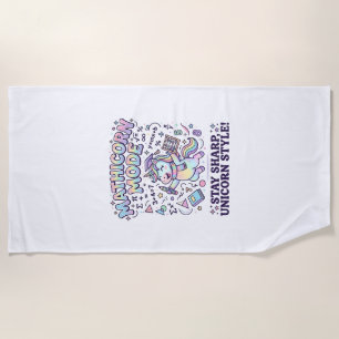 Unicorn Mathicorn Mode Charming White Background D Beach Towel