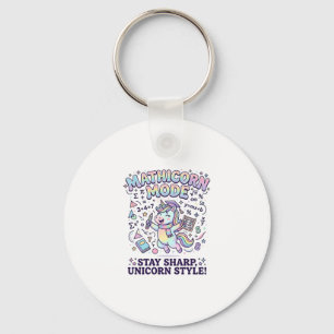 Unicorn Mathicorn Mode Charming White Background D Keychain