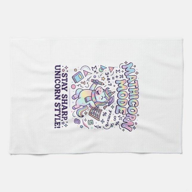 Unicorn Mathicorn Mode Charming White Background D Kitchen Towel (Horizontal)