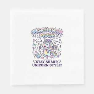 Unicorn Mathicorn Mode Charming White Background D Napkin