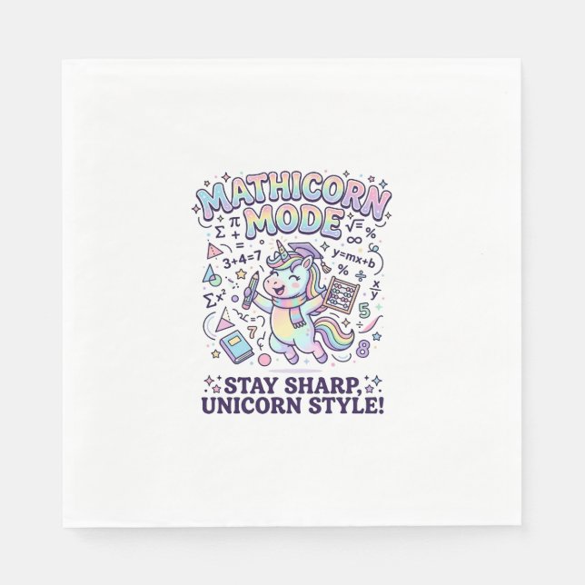 Unicorn Mathicorn Mode Charming White Background D Napkin (Front)