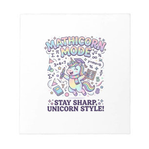 Unicorn Mathicorn Mode Charming White Background D Notepad