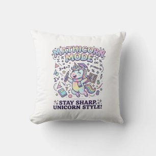 Unicorn Mathicorn Mode Charming White Background D Throw Pillow
