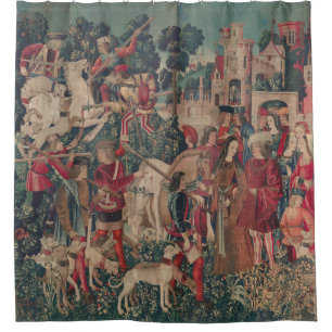 Unicorn Medieval Art - Hunters Return to Castle