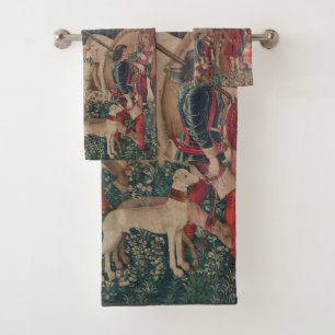 Unicorn Medieval Art - Hunters Return to Castle Bath Towel Set