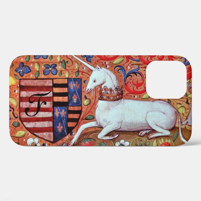 UNICORN MEDIEVAL FANTASY,FLORAL MOTIFS MONOGRAM Case-Mate iPhone CASE (Back (Horizontal))