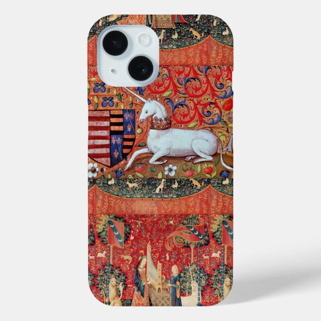 UNICORN ,MEDIEVAL FANTASY FLOWERS,FLORAL Case-Mate iPhone CASE (Back)